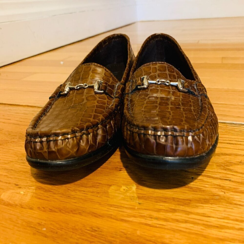 SAS Simplify Womens Size 8.5 M Brown Croc Shoes Leather Tripad Comfort Loafer - Picture 5 of 16